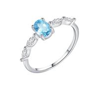 Wycian Promise Anello nuziale con incisione, blu e bianco, 9/14 carati, Au375/Au585, 4 x 6 mm, forma ovale, topazio, idea regalo, 45 (14.3), Oro bianco 14 carati, Topazio