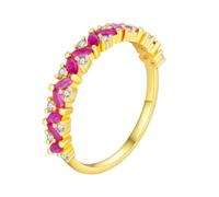Wycian Promise Anello nuziale con incisione in oro giallo 9 K/14 carati Au375/Au585 marquise realizzato in laboratorio in rubino, 45 (14.3), oro giallo 9 K, Rubino prodotto in laboratorio