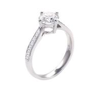 Wycian Promise - Anello nuziale da donna, in argento bianco 18 carati, con moissanite a 4 denti, rotondo, con moissanite misura 16 (17,8), amato per la mamma e l'anniversario