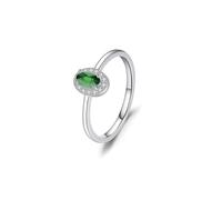 Wycian Promise Anello nuziale personalizzabile, in oro bianco, da donna, verde, 9 K/14 K, Au375/Au585, 3 x 5 mm, forma ovale in laboratorio, con smeraldo, 62 (19.7), Oro bianco 9 K, Smeraldo prodotto