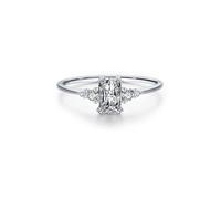 Wycian Promise Anello uomo Moissanite 9K/14K Au375/Au585 4 x 6 mm forma rettangolare moissanite anello per mamma semplice regalo, 20 (19,1), Oro bianco 9 K, Moissanite