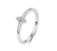 Wycian Promise Ring For Her Diamond Ring for Women Original 9K/14K Au375/Au585 Forma rotonda Diamante anello per lesbiche, gioielli classici regalo, 18 (18,5), Oro bianco 14 carati, Diamante