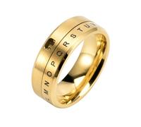 Wycian Regali per Lei Fidanzata, Anelli Fidanzamento Oro Titanio Taglia 22 Girevole con Numero e Lettera Personalized Regalo per Madre Engagement