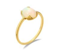 Wycian Set di anelli blu da donna, moissanite, anello di fidanzamento, forma ovale opale, per capodanno, anello semplice da matrimonio, anello sfaccettato, 55, Oro giallo 18 carati, Opale