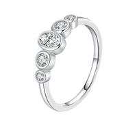 Wycian Set di anelli in argento con fede da donna, platino 9 K/14 K Au375/Au585, 4 x 6 mm, Moissanite per madre, 52.5, Oro bianco 9 carati, Moissanite