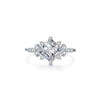 Wycian Set di anelli per partner con anello di fidanzamento Kravur, in argento 925, 1,5 mm, con zirconi a forma di diamante, misura 49 (15,6) per madre Capodanno, 49 (15.6), Argento sterling, Zirconia