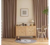 Wycian Tenda oscurante in stile rustico, caffè, 2 pezzi, in ciniglia, jacquard, tinta unita, altezza 138 x larghezza 132 cm, per camera da letto