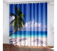 Wycian Tende beige 96L moderne blu verde confezione da 2 pezzi spiaggia cocco paesaggio poliestere (244 x 244 cm) per ogni pezzo