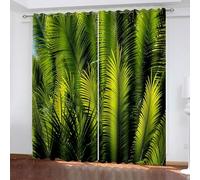 Wycian Tende corte per soggiorno con foglie verdi, 2 pezzi, in poliestere, motivo foglie, altezza 214 x larghezza 244 cm, per camera da letto