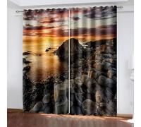 Wycian Tende mantovane in giallo marrone confezione da 2 brevi tramonto e barriere coralline in poliestere 102 x 138 cm per ogni pezzo