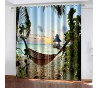 Wycian Tende per finestre per sala da pranzo per camera da letto blu verde marrone confezione da 2 sedie sospese al tramonto in poliestere 214 x 244 cm per ogni pezzo