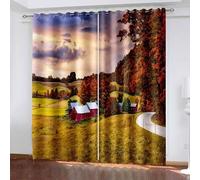 Wycian Tende rustiche con occhielli, multicolore, 2 pezzi, in poliestere, per la città, paesaggio del villaggio, altezza 229 x larghezza 96 cm, per camera da letto