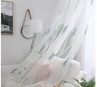 Wycian Tende traslucide per sala da pranzo in stile bohémien, confezione da 2 pezzi, in poliestere e cotone, motivo foglie, 107 x 147 cm (larghezza x altezza)