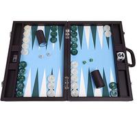 Wycliffe Brothers Set Backgammon da torneo da 21", custodia marrone con campo azzurro, edizione Masters