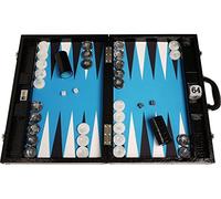 Wycliffe Brothers Set di Backgammon da torneo Pelle di Coccodrillo Nera con Campo Blu - Gen III