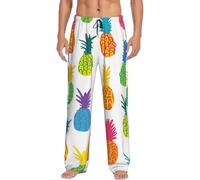 WYCZHY Arcobaleno Ananas Pantaloni Pigiama Da Uomo Pantaloni Del Pigiama Per Gli Uomini Lounge Sonno Fondo Pj Pant Morbido Con Tasche, Nero , L