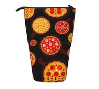 WYCZHY Astuccio per matite con motivo pizza e cibo, spazioso astuccio per matite e penne, per ufficio, per artisti, Nero , Taglia unica, Organizer per borse