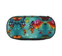 WYCZHY Astuccio portamatite ad alta capacità, con mappa del mondo, astuccio organizer per penne, accessorio estetico per adulti, Nero , Taglia unica, Organizer per borse