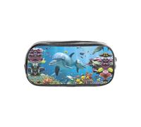 WYCZHY Astuccio trasparente stampato con delfino oceano che ti guarda, borsa resistente in PVC con cerniera, organizer robusto per pennarelli