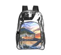 WYCZHY Big Fish - Borsa per libri trasparente, resistente, con stampa, rinforzata, per spiaggia, sport all'aria aperta, viaggi