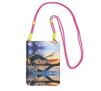 WYCZHY Big Fish Printing Travel Cell Phone Pouch Crossbody Bag con tracolla per telefono, passaporto a piedi, portafoglio, Fucsia, Taglia unica
