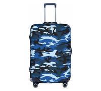 WYCZHY Blue Camo Printing Large Suitcase Cover, copertura elastica della valigia con la chiusura lampo, protegge i bagagli durante il viaggio, bianco, XL
