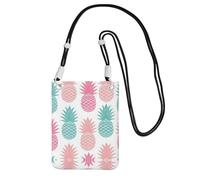 WYCZHY Borsa a tracolla colorata del sacchetto del telefono cellulare di viaggio di stampa dell'ananas con la tracolla per il telefono, il passaporto a piedi, portafoglio, Nero , Taglia unica
