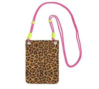 WYCZHY Borsa a tracolla gialla del sacchetto del telefono cellulare di viaggio di stampa del leopardo con la tracolla per il telefono, il passaporto di camminata, portafoglio, Fucsia, Taglia unica