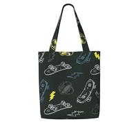 WYCZHY Borsa grande riutilizzabile resistente con stampa di graffiti skateboard, in tela di alta qualità, sacchetti regalo riutilizzabili per lavoro e shopping