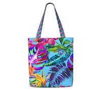 WYCZHY Borsa grande riutilizzabile resistente con stampa di piante tropicali rosa in tela di alta qualità borse regalo riutilizzabili lavoro shopping