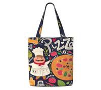 WYCZHY Borsa grande riutilizzabile resistente con stampa di pizza, in tela di alta qualità, riutilizzabile, ideale come regalo per lavoro e shopping
