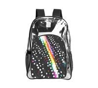 WYCZHY Borsa per libri trasparente resistente con stampa a pois arcobaleno glitterata a righe bianche e nere per spiaggia, sport all'aria aperta, viaggi
