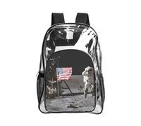 WYCZHY Borsa per libri trasparente, resistente, con stampa astronauta sulla luna, borsa trasparente rinforzata per spiaggia, sport all'aria aperta, viaggi