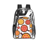 WYCZHY Borsa per libri trasparente resistente stampata con pizza, borsa trasparente rinforzata per spiaggia, sport all'aria aperta, viaggi