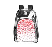 WYCZHY Borsa trasparente resistente con stampa di cuori rossi che cadono e trasparenti, per spiaggia, sport all'aria aperta, viaggi