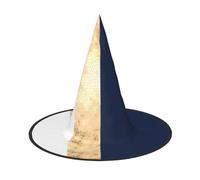 WYCZHY Cappello pieghevole alto 13 pollici bianco blu dell'oro di Halloween, cappuccio di Halloween del panno di Oxford per il carnevale