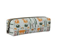 WYCZHY Carino Fox Bear Bird Tree Stampa Studenti Matita In Pelle Astuccio Marcatori Titolare Grande Capacità Borsa per la Scuola per Strumenti di Cancelleria, Oro, Taglia unica, Astuccio per trucchi