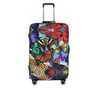 WYCZHY Copertura della valigia grande disegnata a mano di stampa della farfalla di colore, copertura elastica della valigia con la chiusura lampo, protegge i bagagli durante il viaggio, bianco, S