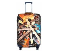 WYCZHY Copertura per valigia con stampa di chitarra musicale, copertura elastica per valigie con cerniera, protegge i bagagli durante il viaggio, bianco, S