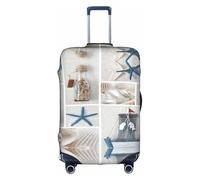 WYCZHY Copertura per valigia con stampa di un faro con conchiglie e conchiglie, copertura elastica per valigie con cerniera, protegge i bagagli durante il viaggio, bianco, M