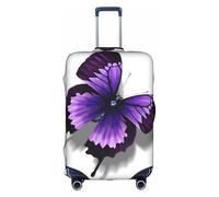 WYCZHY Copertura per valigia grande, con stampa a farfalla, viola, copertura elastica per valigie con cerniera, protegge i bagagli durante il viaggio, bianco, S