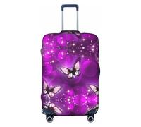 WYCZHY Copertura per valigia grande, con stampa a farfalla, viola, copertura elastica per valigie con cerniera, protegge i bagagli durante il viaggio, bianco, L