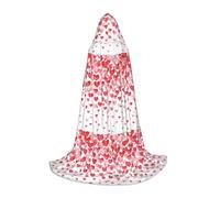 WYCZHY Costume da cosplay con cuoricini rossi che cadono per adolescenti, mantello con cappuccio, mantello, strega, vampiro, mago, ballo in maschera, festa di Halloween