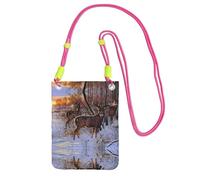 WYCZHY Deers - Borsa a tracolla per cellulare, con stampa di immagini di cervi, borsa a tracolla per telefono, passaporto a piedi, portafoglio, Fucsia, Taglia unica