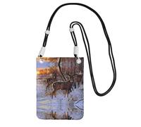 WYCZHY Deers - Borsa a tracolla per cellulare, con stampa di immagini di cervi, borsa a tracolla per telefono, passaporto a piedi, portafoglio, Nero , Taglia unica