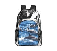 WYCZHY Delfini nel mare stampato resistente borsa trasparente per libri, borsa trasparente rinforzata per spiaggia, sport all'aria aperta, viaggi