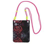 WYCZHY Dew Rose - Borsa a tracolla da viaggio per cellulare, con tracolla per telefono, passaporto a piedi, portafoglio, Fucsia, Taglia unica