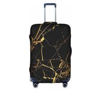 WYCZHY Elegante copertura per valigia, con stampa 3D in oro con texture marmorizzata, copertura elastica con cerniera, protegge i bagagli durante il viaggio, bianco, L