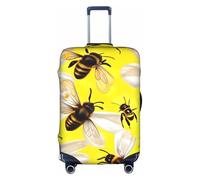 WYCZHY Flying Bees Daisy Honeys stampa grande valigia cover elastica con cerniera, protegge i bagagli durante il viaggio, bianco, M