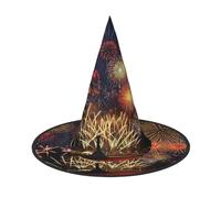 WYCZHY Fuochi d'artificio che stampano il cappello pieghevole alto a 13 pollici di Halloween, cappuccio di Halloween del panno di Oxford per i carnev